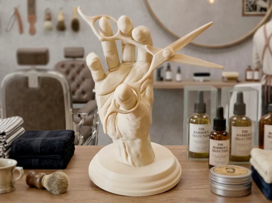 Escultura de mano con tijera