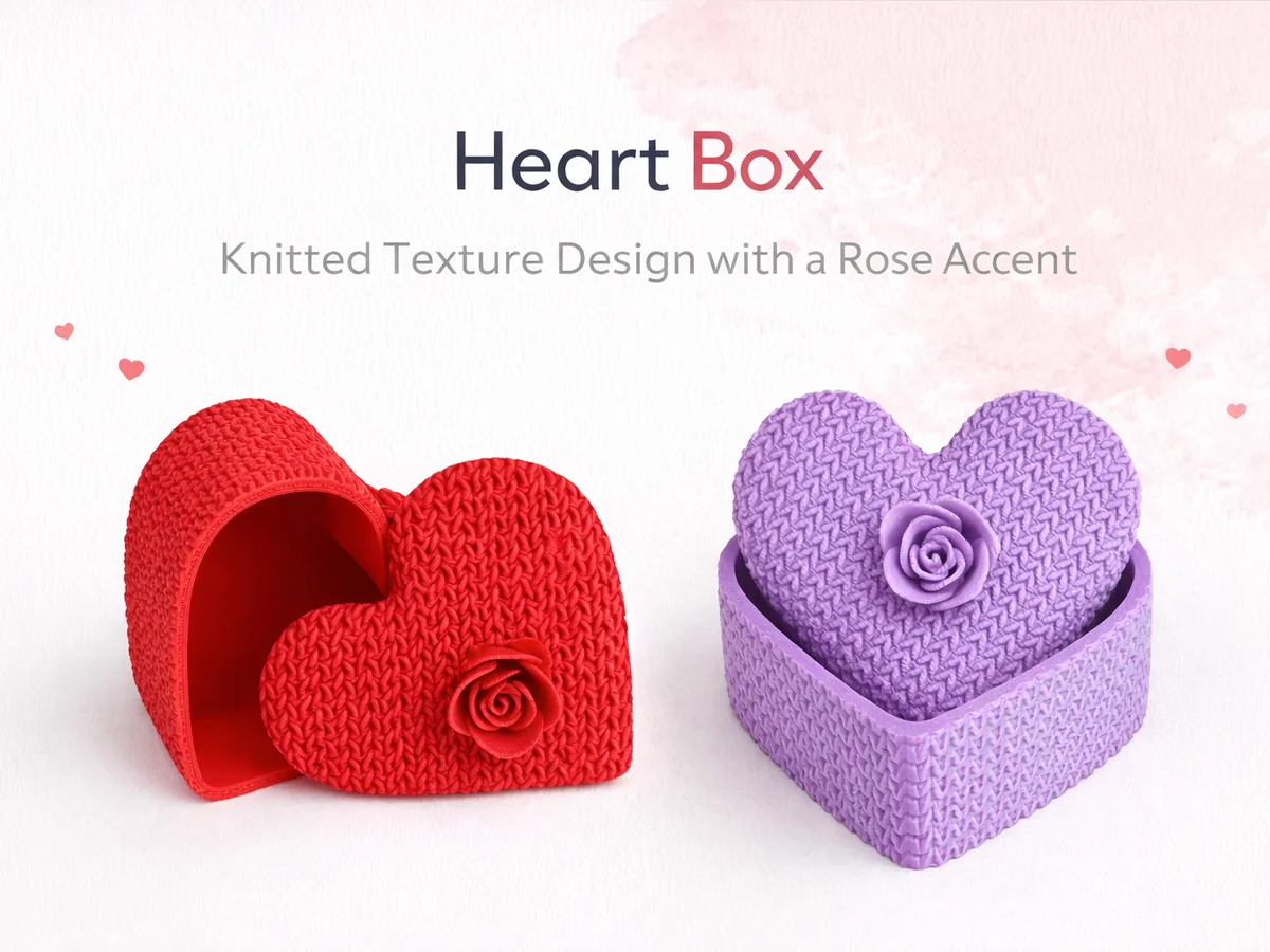 Caja corazón con textura de tejido