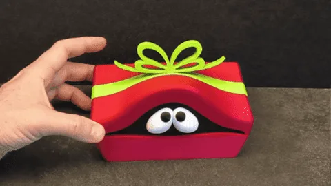 Caja de regalo con forma de monstruo