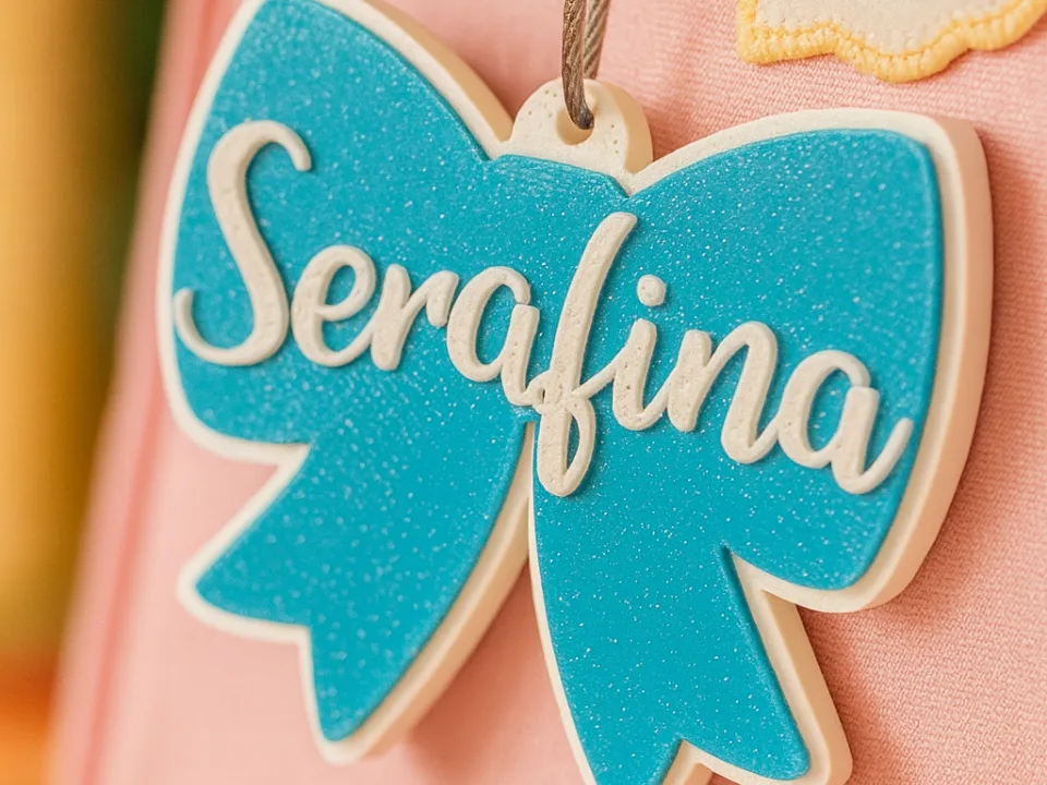 Moño con nombre para la mochila