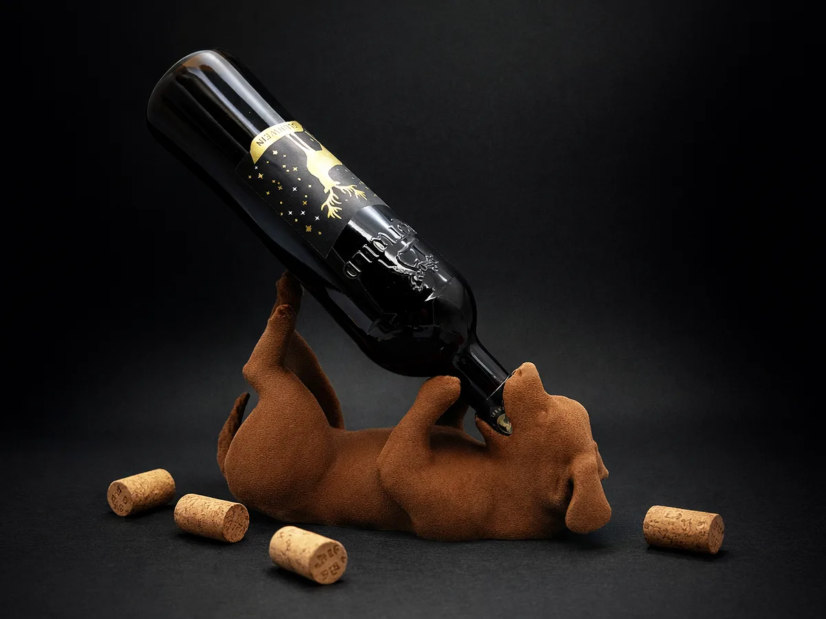 Sostén de botella con forma de perro