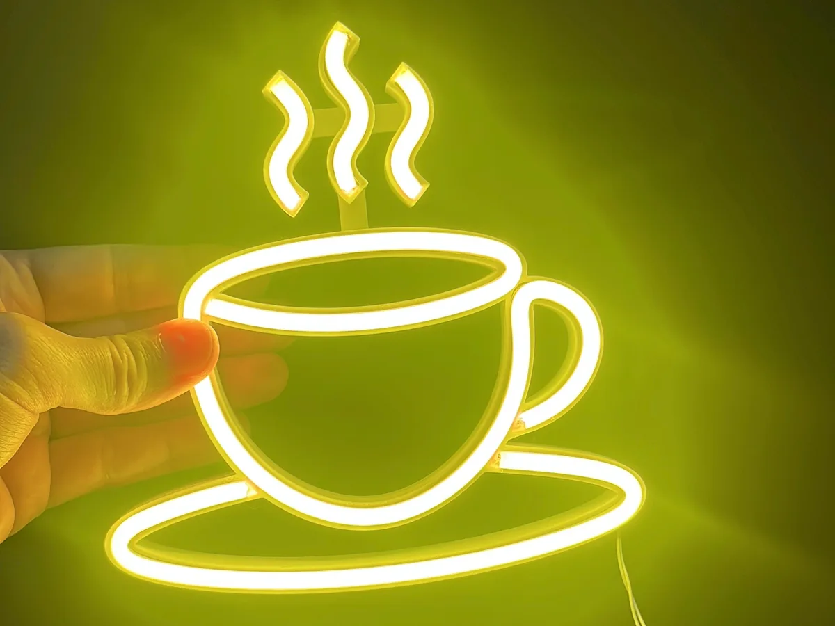 Cartel de café estilo neón