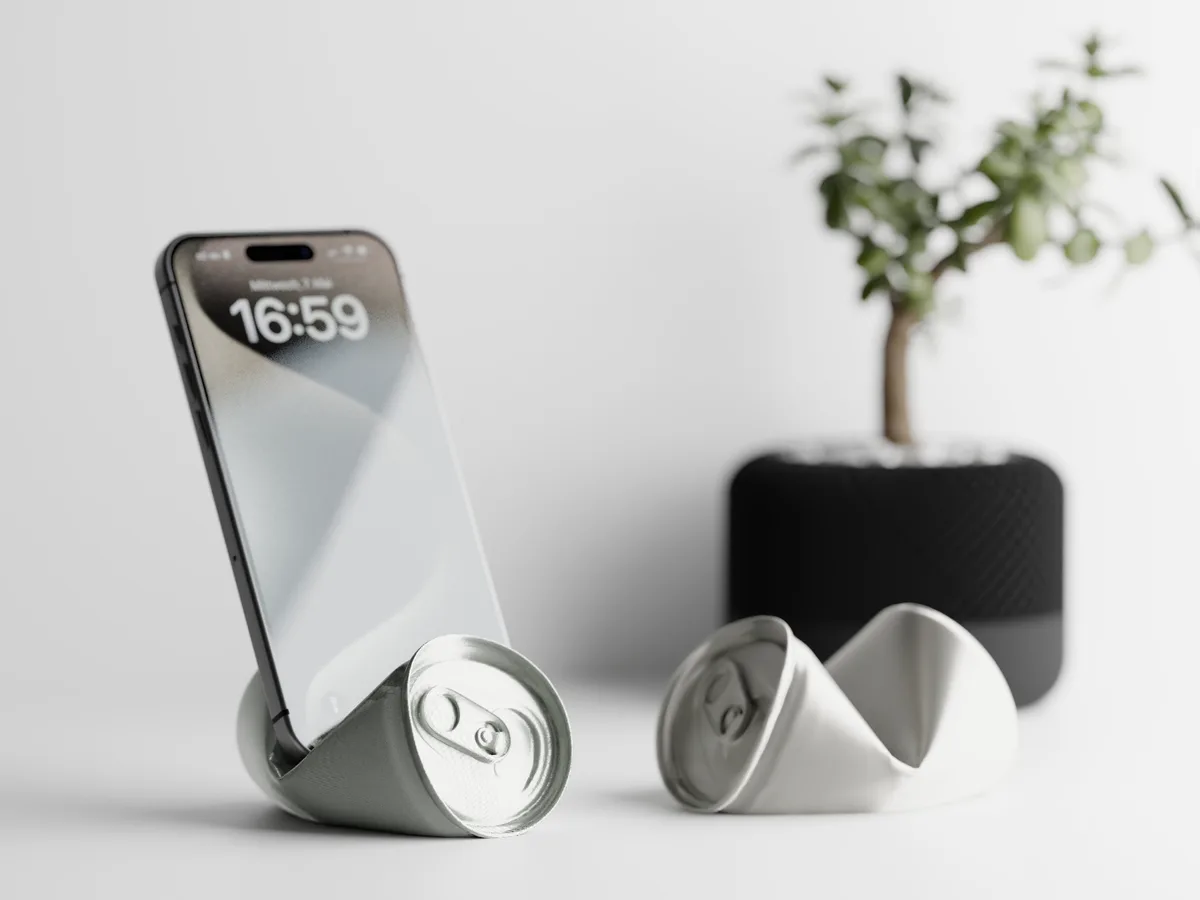 Soporte de celular con forma de lata