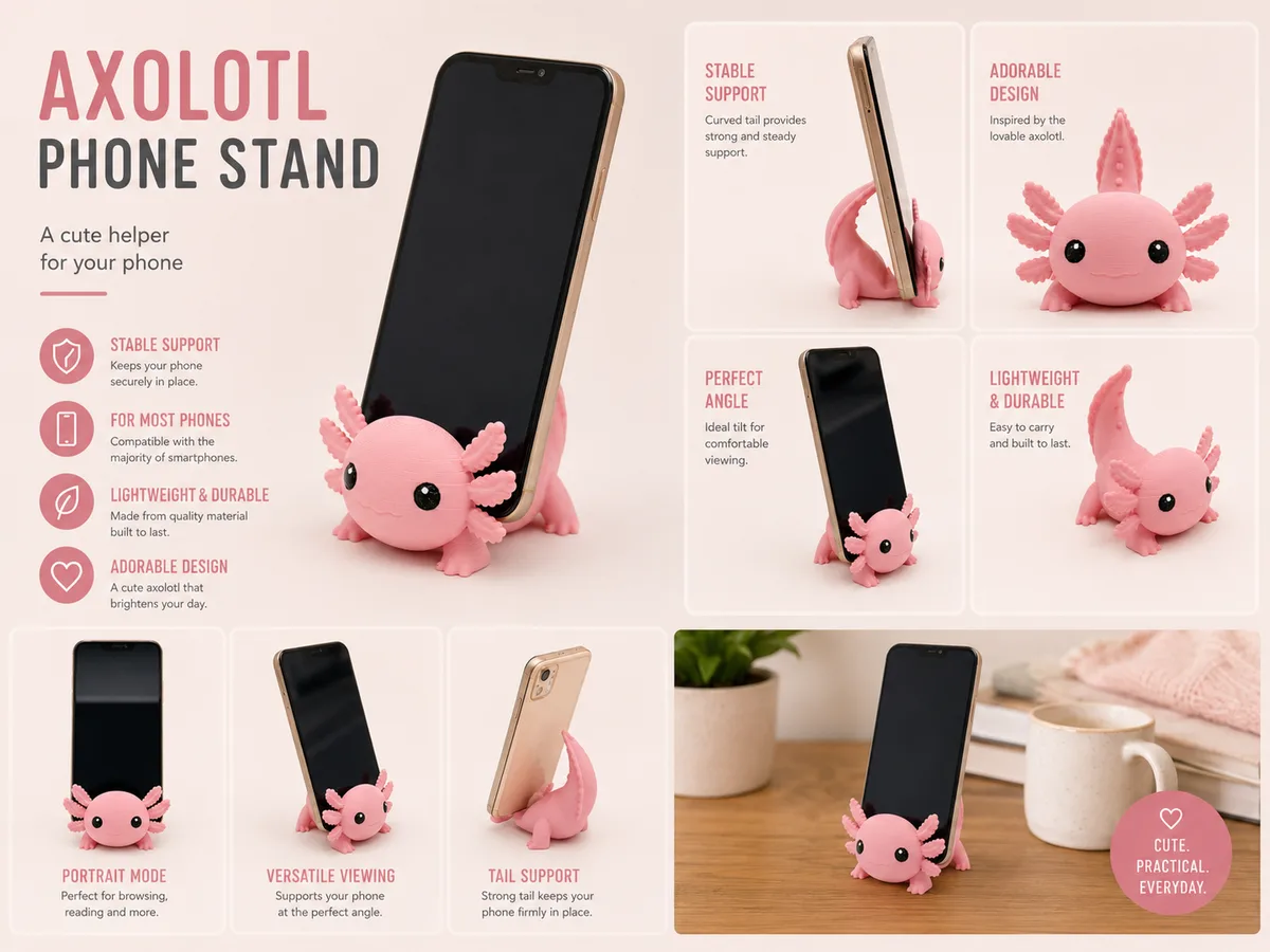 Soporte de celular con forma de ajolote