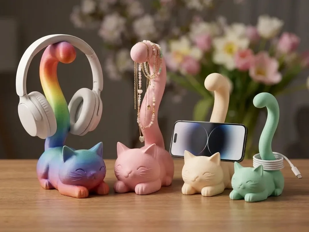 Soporte de gato para auriculares y celular